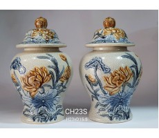 Chóe thờ men rạn cổ đắp nổi hoa sen